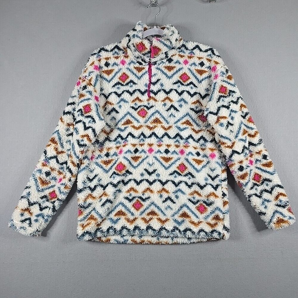 Eddie Bauer 1/4 Zip Sweatshirt Womens Medium Fleece Southwest Quarter zip cozy